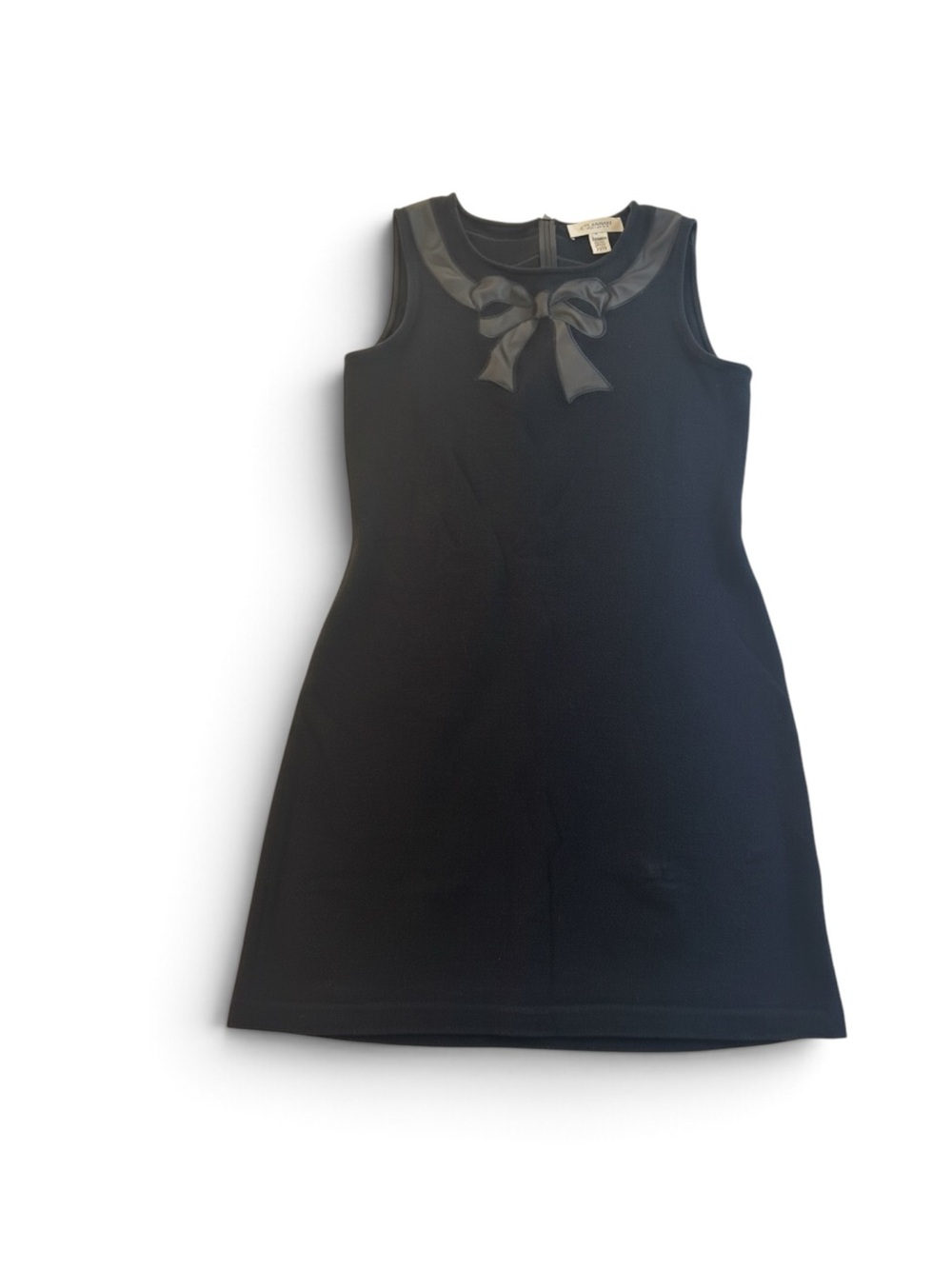 St. John Collection Black Sleeveless Satin Look Bow-Trim Sheath Dress Size 4